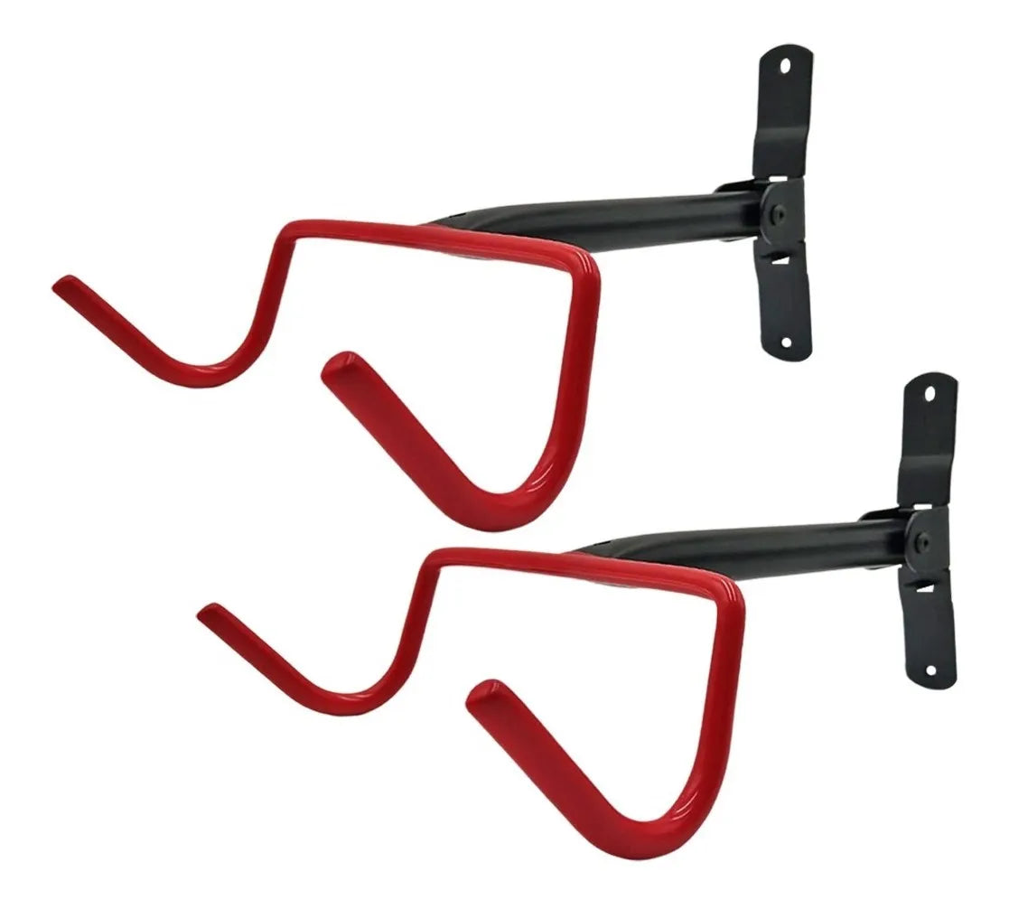 Par Ganchos Bicicleta Soporte De Pared Para Bici Abatible Color Rojo