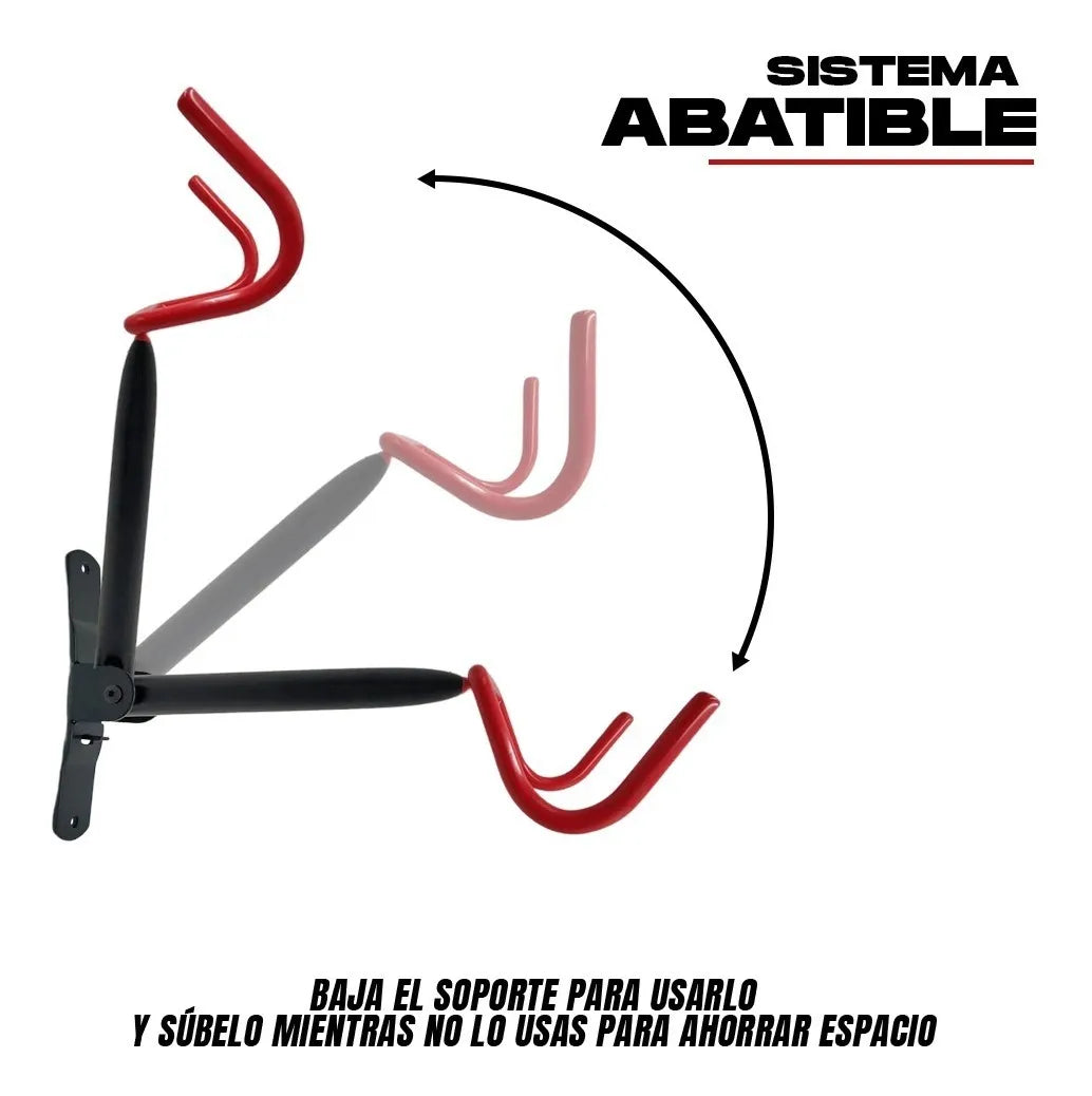 Par Ganchos Bicicleta Soporte De Pared Para Bici Abatible Color Rojo