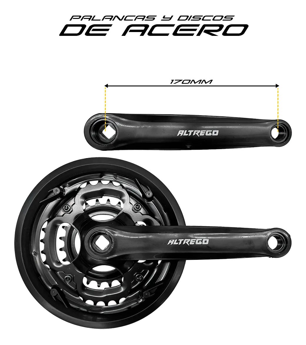 Multiplicación Triple Bicicleta Acero 24/34/42 Cubre Cadena Color Negro