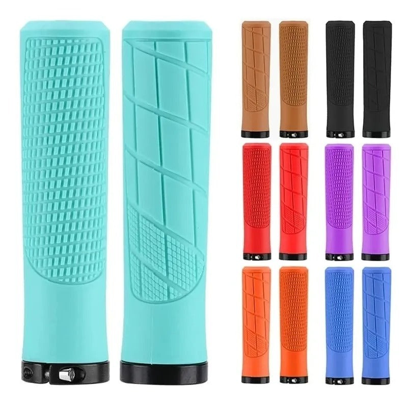 Puños Bicicleta Comfort Mtb/enduro/urbano Ergonomico Lock-on Celeste