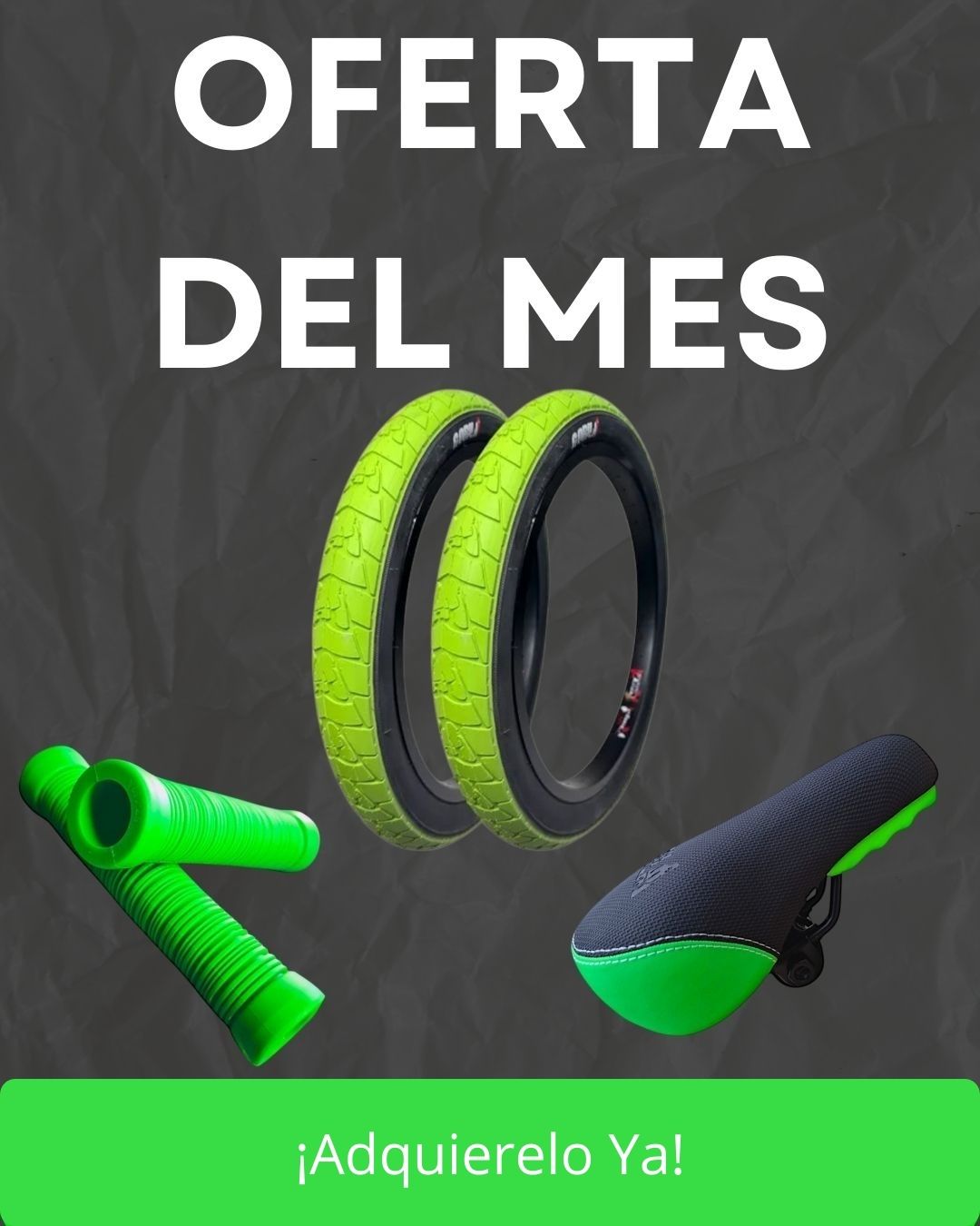 Set De Par De Llantas, Puños y Asiento. Verde