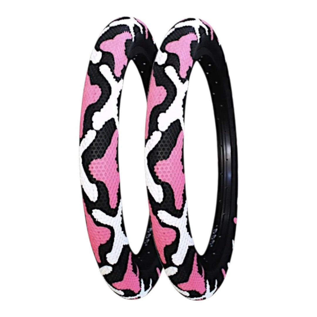 Llanta Rodado 20x2.40 Camuflaje Everbest Rosa Blanco