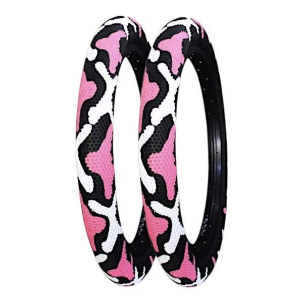 Llanta Rodado 20x2.40 Camuflaje Everbest Rosa Blanco