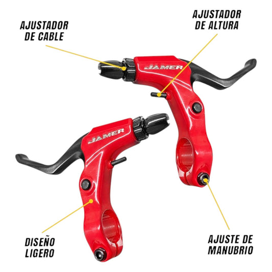 Palanca De Freno Aluminio Jamer Roja Para Bicicleta Mtb