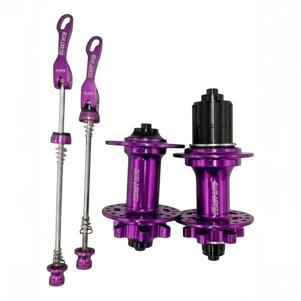 JUEGO DE MAZAS PARA CASSETTE FRENO DE DISCO BEAST MTB LYNX SELLADAS 7 A 12 PASOS 6T 36H MORADO