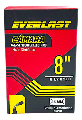 Cámara 8.5x2 Scooter Eléctrico Pivote Curvo 90° Schrader