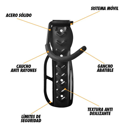 Soporte De Gancho Para Colgar Bicicleta A La Pared Color Negro