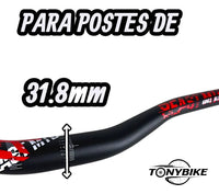 Manubrio Best 31.8 X 800mm Mtb, Stunt, Largo Aluminio KODIAK Roja/Negro
