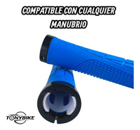 Puños Bicicleta Comfort Mtb/enduro/urbano Ergonomico Lock-on Azul