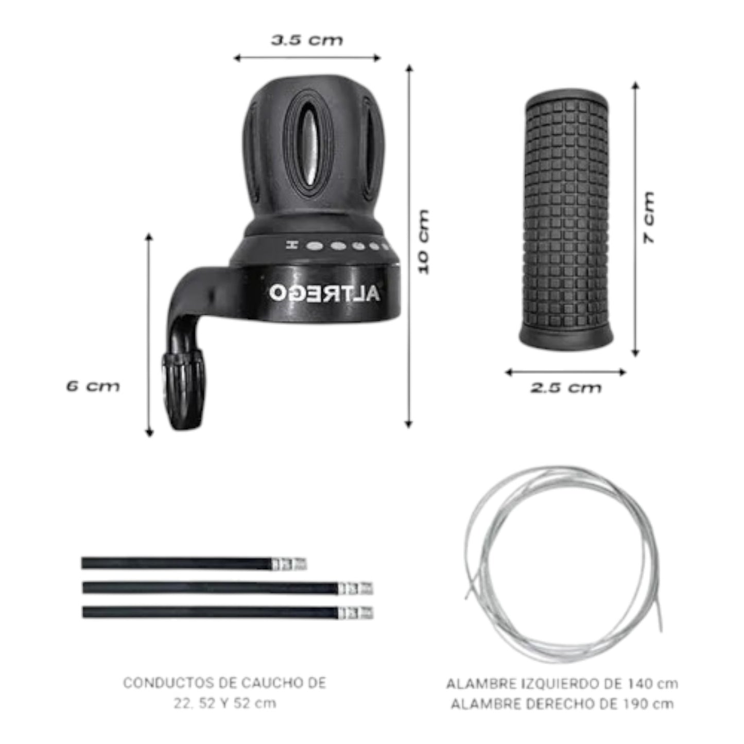 Mando De Puño Para Bicicleta De 3 A 7 Velocidades Plástico Negro