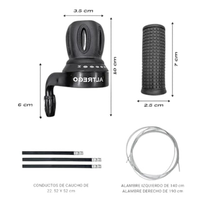 Mando De Puño Para Bicicleta De 3 A 7 Velocidades Plástico Negro