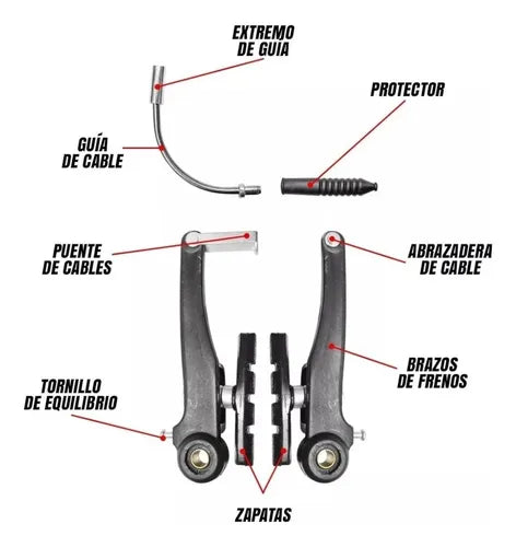 Kit Completo De Frenos V-break / De Torre Para Bicicleta