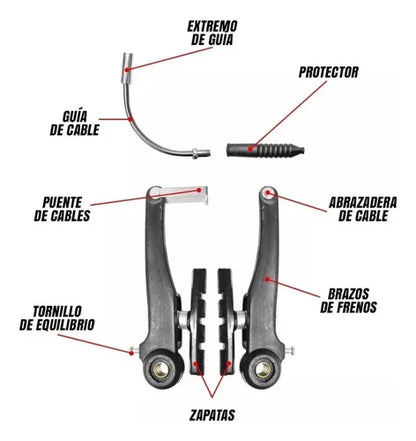 Kit Completo De Frenos V-break / De Torre Para Bicicleta