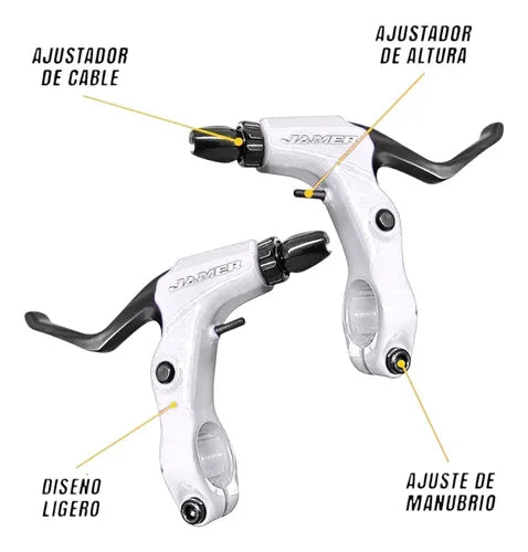 Palanca De Freno Aluminio Jamer Blanco Bicicleta Mtb