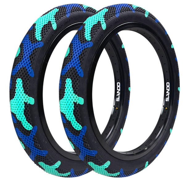 Llanta Rodado 20x2.40 Camuflaje Everbest Azul / Aqua
