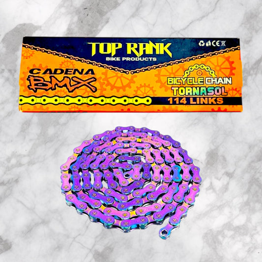 Cadena Para Bicicleta Bmx Top Rank Tornasol 114 Eslabones