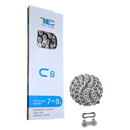 Cadena Tec C8 Para 7 Y 8 Velocidades 116 Links 1/2 X 3/32