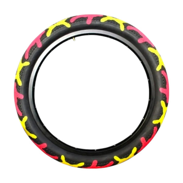 Llanta Rodado 20x2.40 Camuflaje Everbest Rojo Amarillo