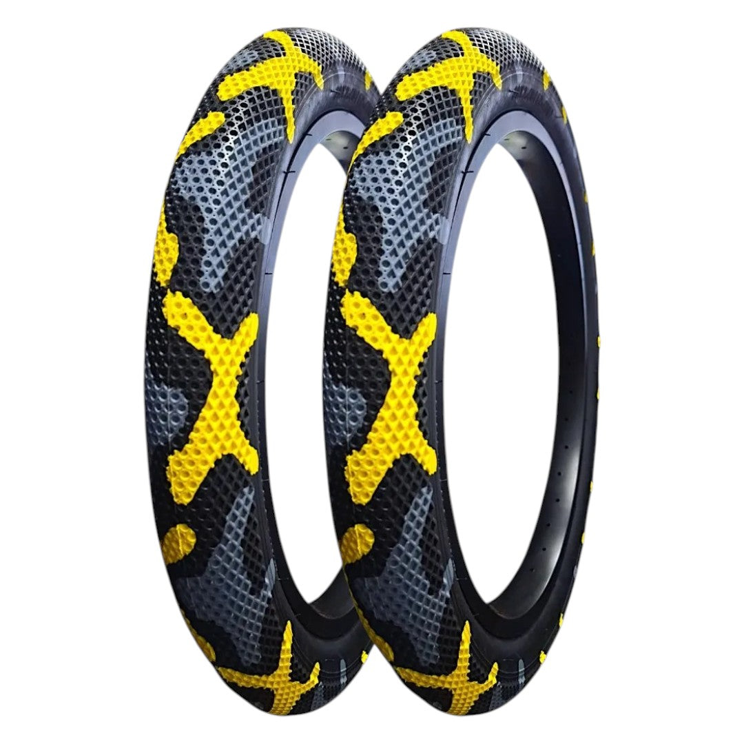 Llanta Rodado 20x2.40 Camuflaje Everbest Amarillo Gris