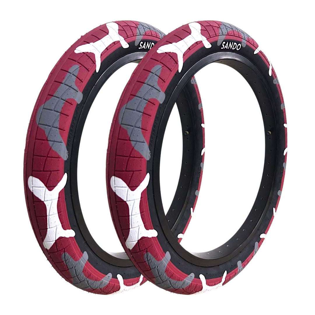 Llanta Sando Camuflaje Rodado 20x2.40 Rojo Blanco