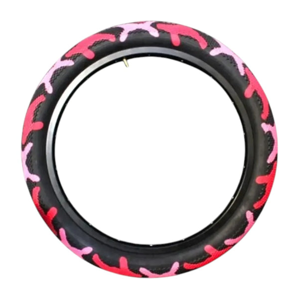 Llanta Rodado 20x2.40 Camuflaje Everbest Rosa Rojo