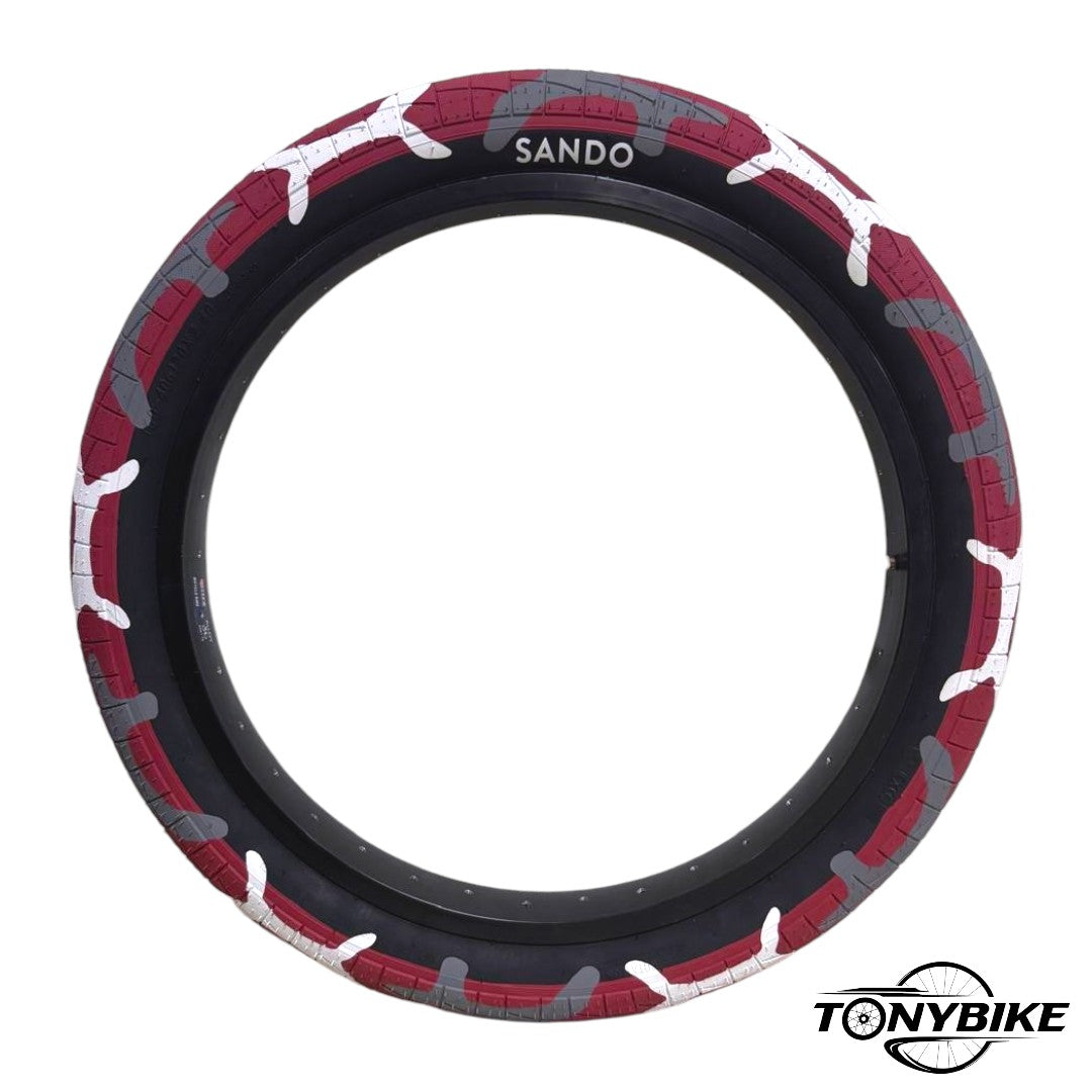 Llanta Sando Camuflaje Rodado 20x2.40 Rojo Blanco