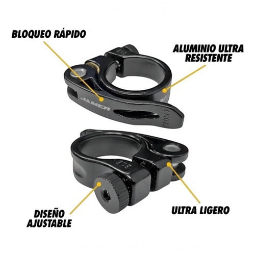 Abrazadera de cierre rápido TONYBIKESGDL de aluminio negro para poste de asiento de bicicleta de 25.4mm