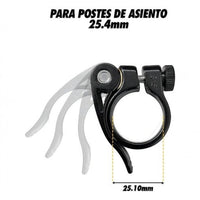 Abrazadera de cierre rápido TONYBIKESGDL para poste de asiento de bicicleta de 25.4mm en aluminio negro