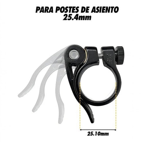Abrazadera de cierre rápido TONYBIKESGDL para poste de asiento de bicicleta de 25.4mm en aluminio negro