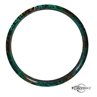 Aro de aluminio TONYBIKESGDL de 20 pulgadas para BMX con diseño de salpicaduras en verde, negro y detalles dorados