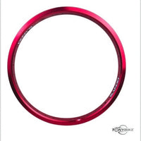 Aro Sando de aluminio rojo de 20 pulgadas para bicicleta, marca TONYBIKESGDL, con acabado metalizado y diseño robusto.