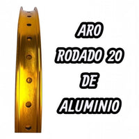 Aro para bicicleta Sando rodado 20 de aluminio en color dorado brillante, disponible en TONYBIKESGDL