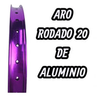 Aro de bicicleta TONYBIKESGDL rodado 20 de aluminio en color morado metalizado con acabado anodizado brillante