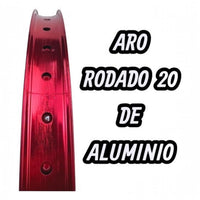 Aro de bicicleta TONYBIKESGDL rodado 20 de aluminio en color rojo metalizado brillante para BMX o uso urbano