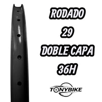 Aro para bicicleta de montaña TONYBIKESGDL rodado 29 de doble capa con 36 hoyos en color negro