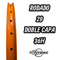 Aro de bicicleta de montaña TONYBIKESGDL de 29 pulgadas, color naranja vibrante, doble capa y 36 agujeros