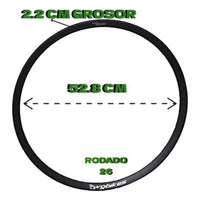 Aro TONYBIKESGDL para bicicleta de montaña rodado 26 en color negro mate con perfil reforzado de 2.2 cm de grosor.