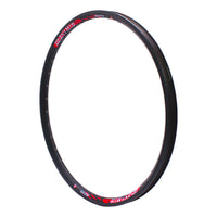 Aro para bicicleta de montaña TONYBIKESGDL de aleación resistente en color negro mate con detalles gráficos rojos.
