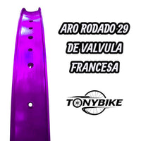 Aro TONYBIKESGDL para bicicleta de montaña rodado 29 en color morado vibrante con orificio para válvula francesa