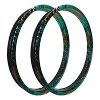 Par de aros TONYBIKESGDL de aluminio para bicicleta BMX rodado 20 con acabado artístico de salpicaduras verde y negro