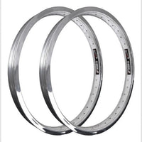 Par de aros de bicicleta TONYBIKESGDL rodado 20 de aluminio con diseño de doble pared en acabado metálico brillante.