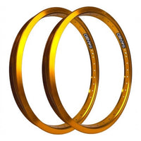 Par de aros para bicicleta TONYBIKESGDL Sando rodado 20 de aluminio en color dorado brillante y diseño resistente.