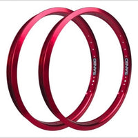 Par de aros para bicicleta TONYBIKESGDL Sando de 20 pulgadas en aluminio color rojo metalizado para BMX y uso urbano.
