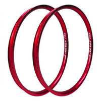 Par de aros para bicicleta TONYBIKESGDL de aluminio en color rojo brillante con diseño aerodinámico y resistente.