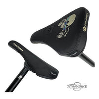 Asiento para bicicleta BMX TONYBIKESGDL negro con tija integrada y gráfico de calavera con gafas 3D