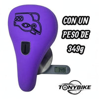 Asiento pivotal TONYBIKESGDL para BMX en color morado con bordado distintivo y peso ligero de 349 gramos