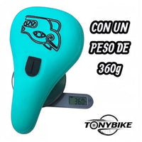 Asiento pivotal TONYBIKESGDL para bicicleta BMX en color turquesa con gráfico negro y peso ligero de 360 gramos