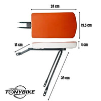 Asiento trasero acolchado TONYBIKESGDL naranja y blanco con soporte de acero para bicicletas de rodado 24 y 26