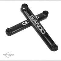 Juego de bielas SANDO para bicicleta BMX en color negro mate con logo grabado, disponibles en TONYBIKESGDL