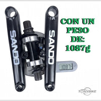 Juego de bielas SANDO para BMX de TONYBIKESGDL en color negro mate con eje de 19mm y rodamientos, peso 1087g.